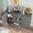 Sideboard Buffet Cabinet with 3 Drawers &amp; 2 Doors, 47.2" Slate Gray Particle Board Storage Cabinet | Living Room | Traditional-1632742786