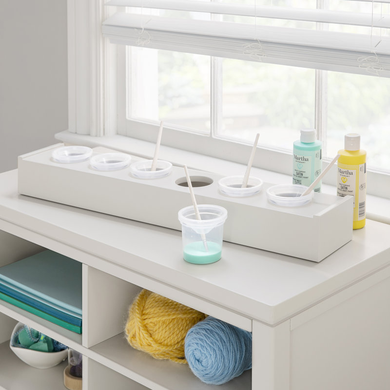 Creamy White Kids' Craft Tray with Paint Cups