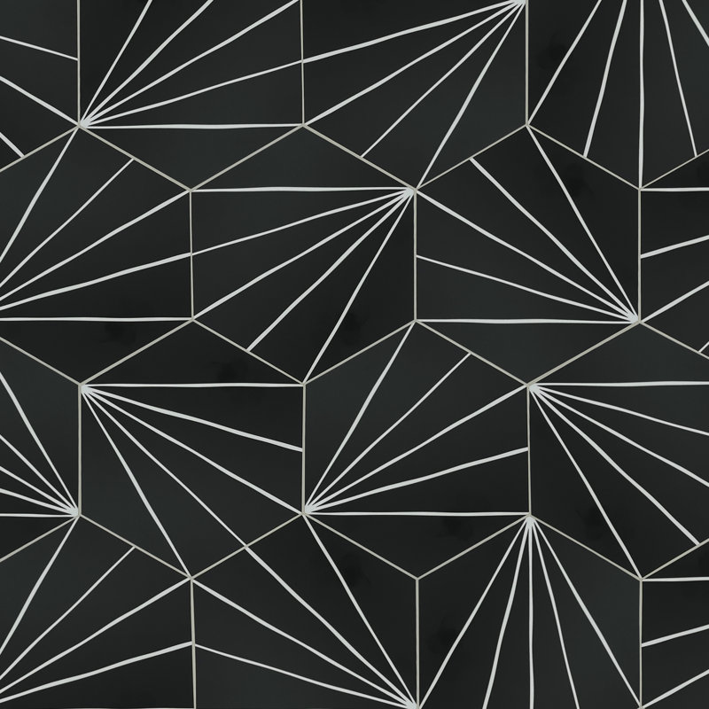 Carreau de mosaïque auto-adhésif en pierre hexagonale 6 "x 7" Art Deco, Noir