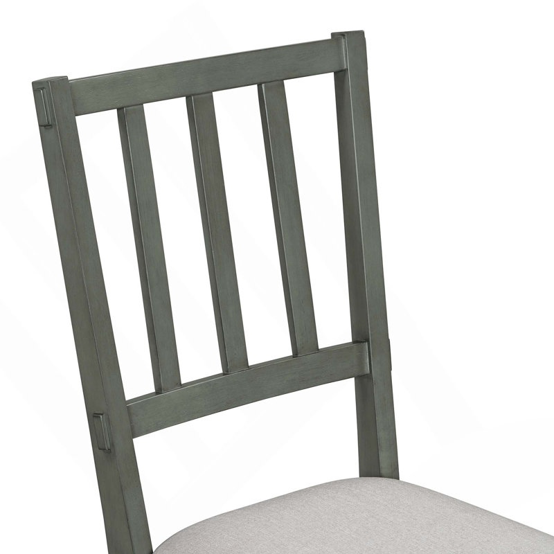 5-Piece Rustic Round Dining Table With 3 Upholstered Chairs & Curved Bench, Grey