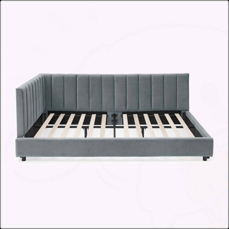 Comfortable Upholstered Sofa Bed Frame with Stylish Backrest and Armrests for Versatile Use, Grey
