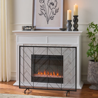 Dama Chevron Iron Fireplace Screen