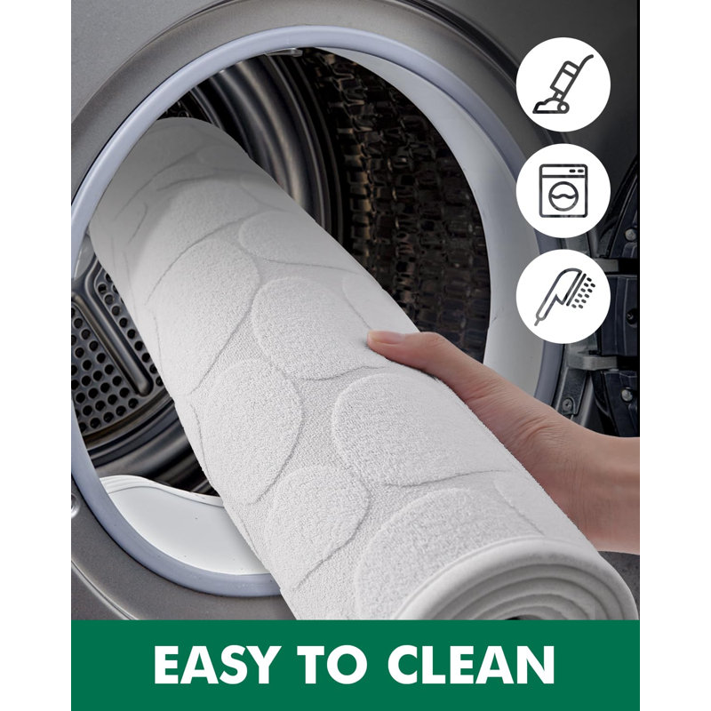Emslie Non Slip Rubber Bath Rug, 20"W x 47"L, White