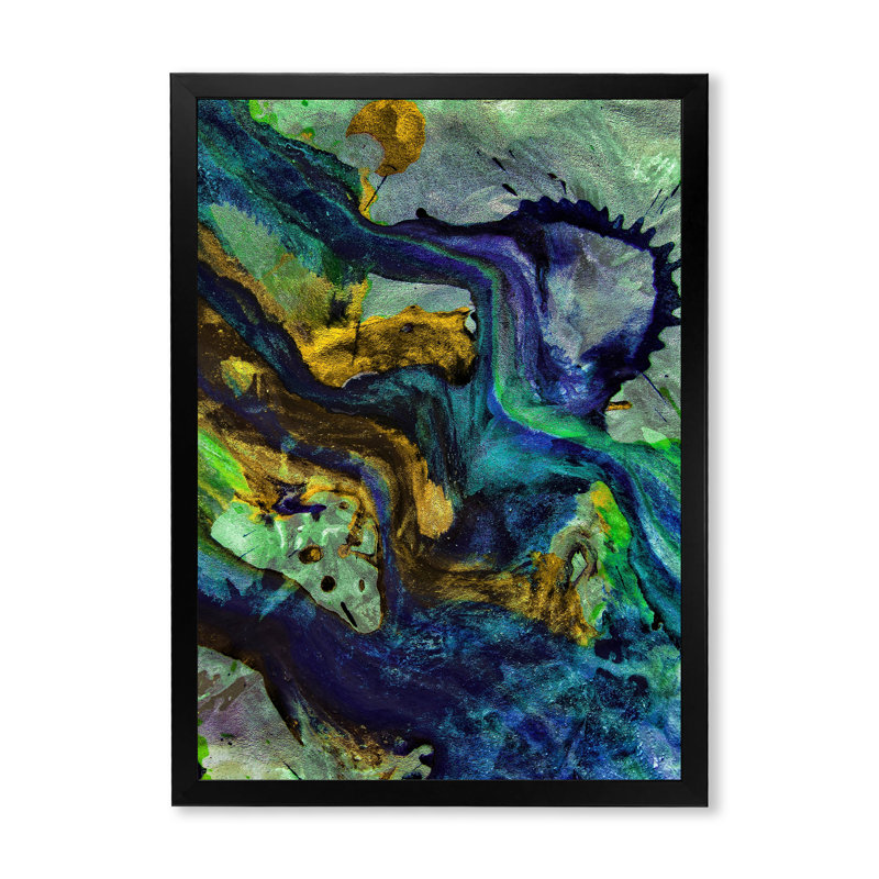 «Colorful Mixed Fluid Art III», reproduction d'art moderne sur toile, Cadre noir, L 12 po x H 20 po