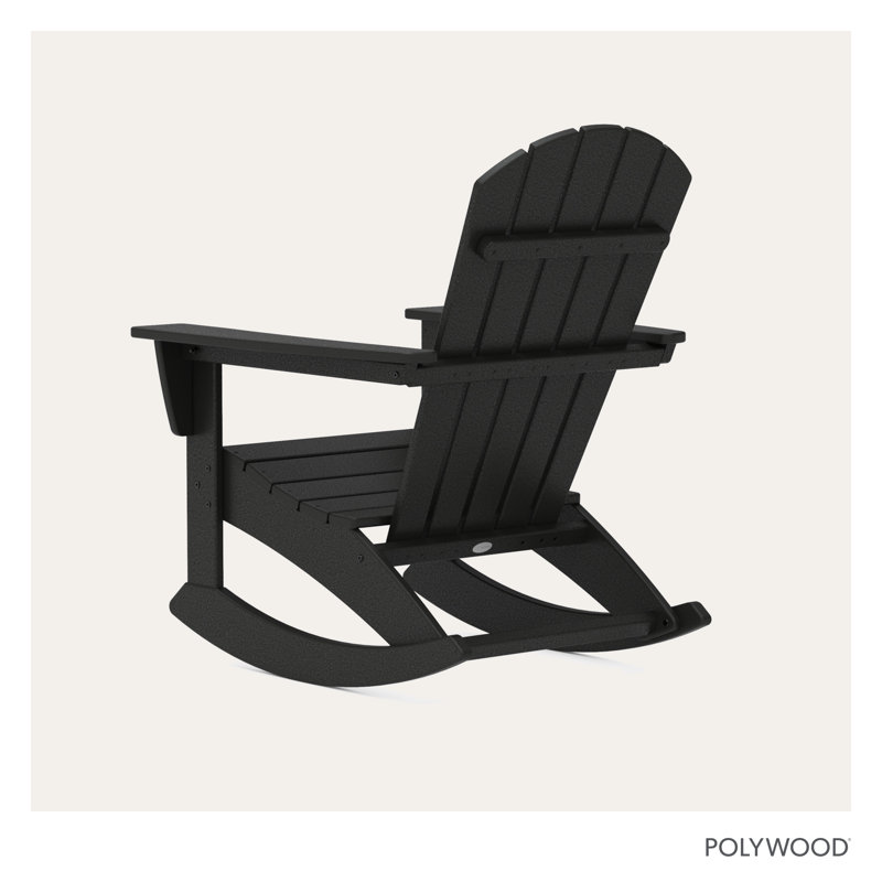 POLYWOOD Nautical Adirondack Rocking Chair, Black