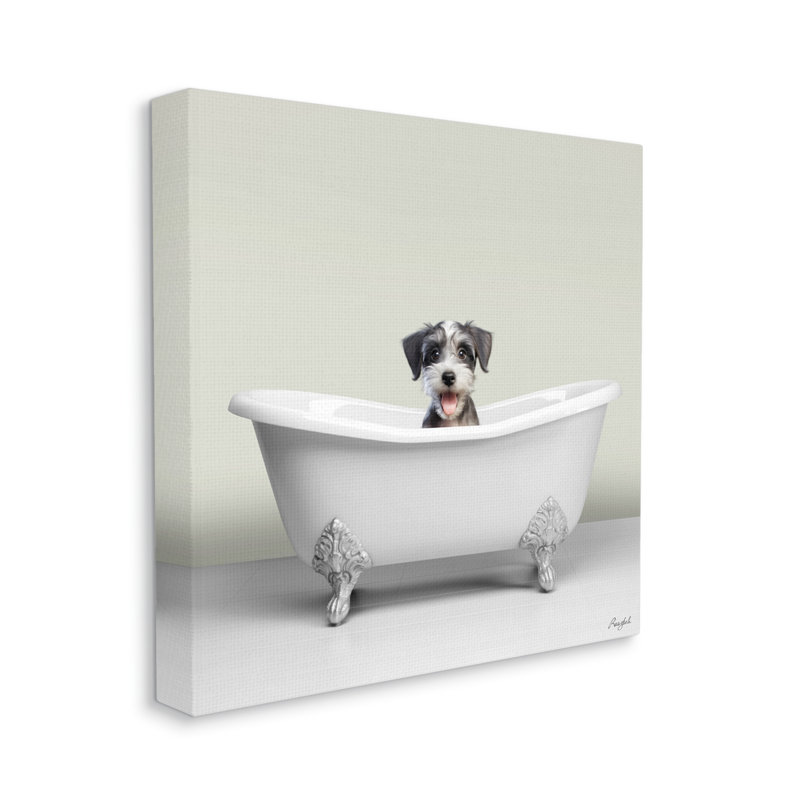 Chiot pastel dans la baignoire par Roozbeh, H 36 po x l 36 po x P 1,5 po
