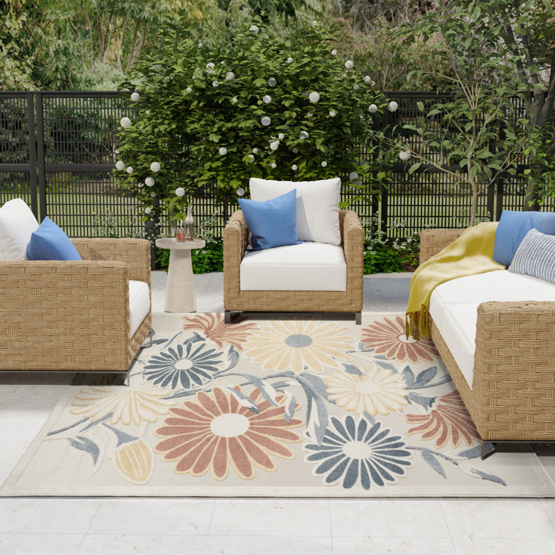 Tapis d'extérieur rose Shila, Rectangle 7 pi 10 po x 10 pi 6 po