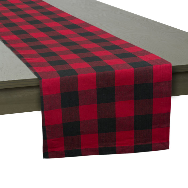 Wolsingham Gingham 100% Cotton Table Runner, Red, 108" L x 14" W