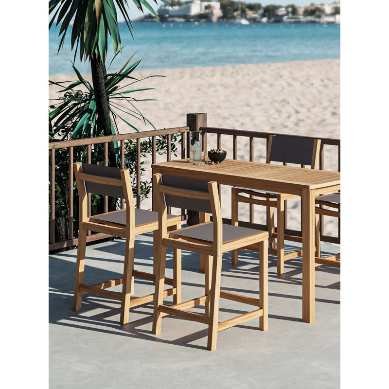 Pearl Teak Outdoor Counter Height Chair, Taupe