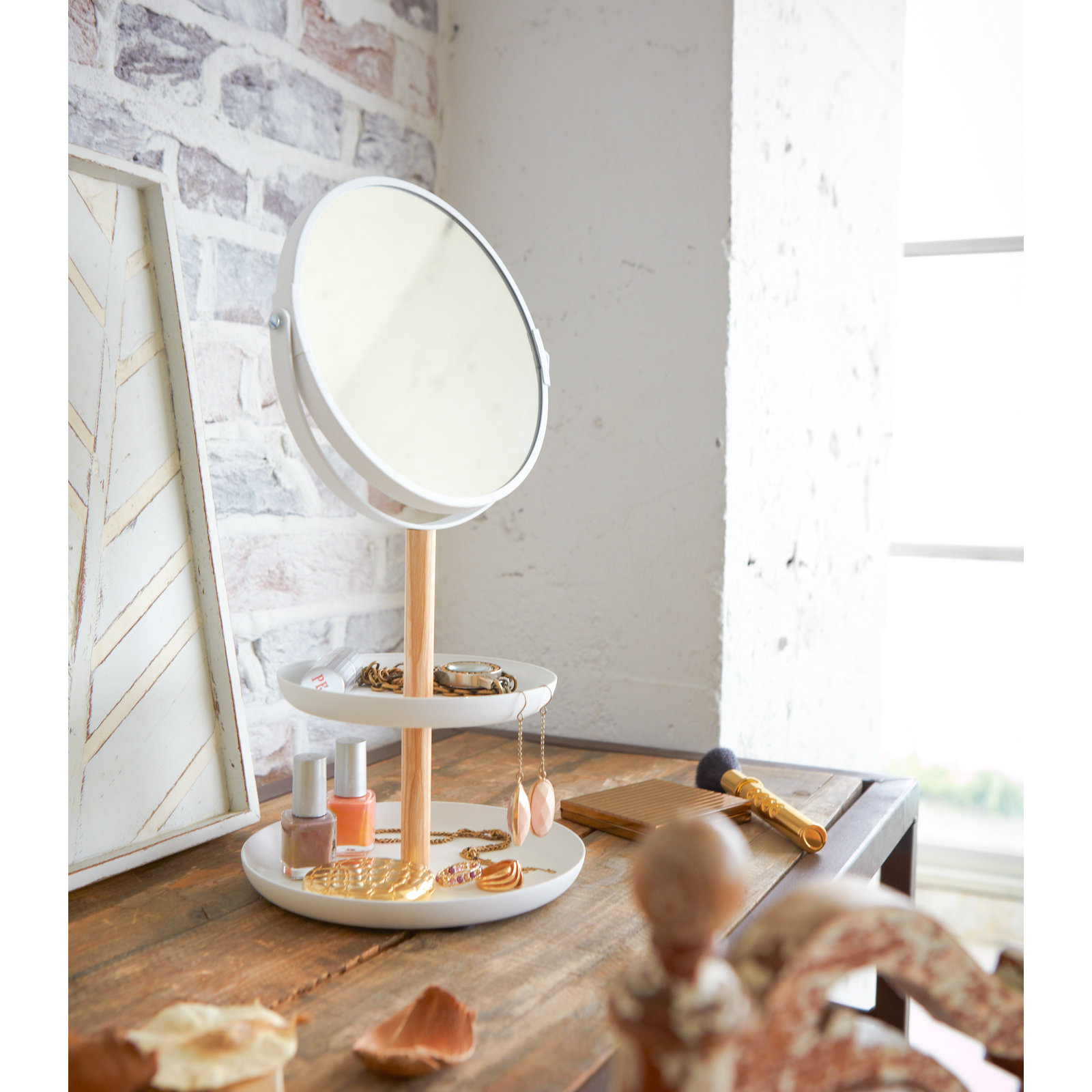 Yamazaki Home Steel Accessory Trays And Mirror