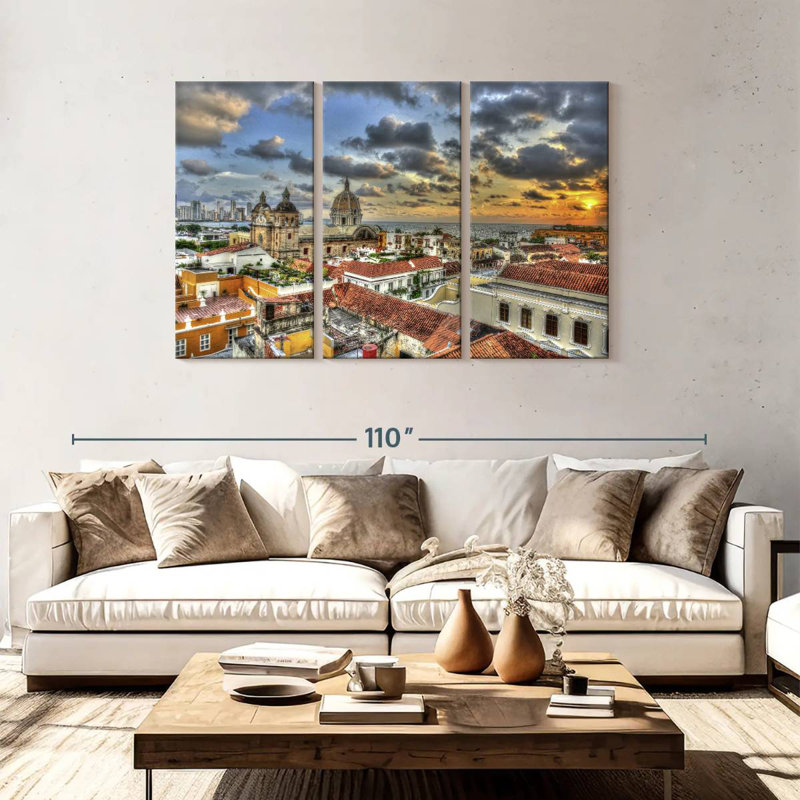 Sirci Cartagena au coucher du soleil, H 48 po x l 74 po