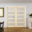 Porte intérieure à 5 carreaux en pin et verre dépoli, style colonial, double porte coulissante pleine, verre trempé certifié SGCC, cadre renforcé et quincaillerie incluse, porte coulissante pour chambre à coucher, non finie et à peindre, pour garde-manger, chambre à coucher, salle de bain et placard, 183 cm x 203 cm-101982260