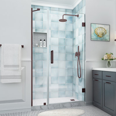 Belmore XL 47.25 - 48.25 in. W x 80 in. H Frameless Hinged Shower Door with Clear StarCast Glass