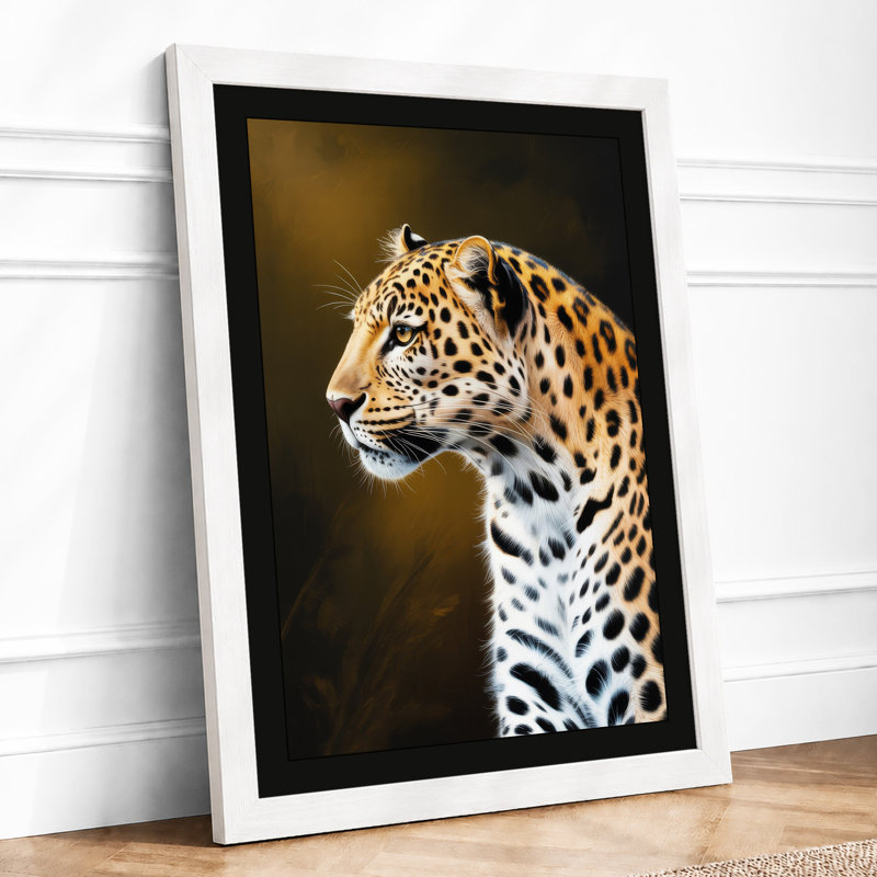 Leopard In Profile Modern - Print, A2 - 59.4 x 42.0 cm, White