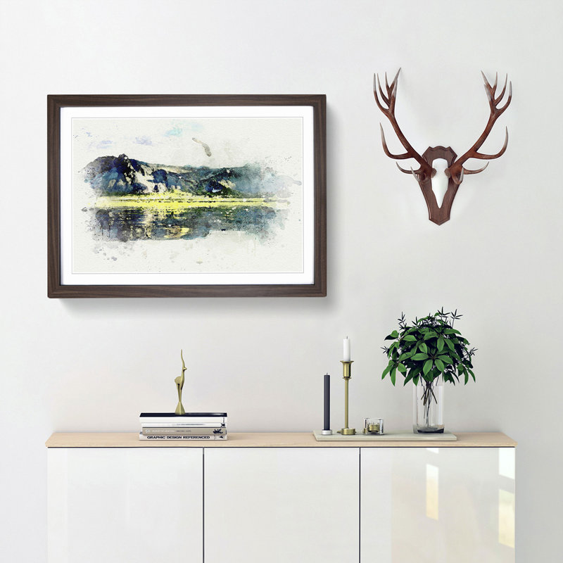 Eagle Flying Above New Zealand - Picture Frame Graphic Art Print, 62cm H x 87cm W x 2cm D, Walnut Framed