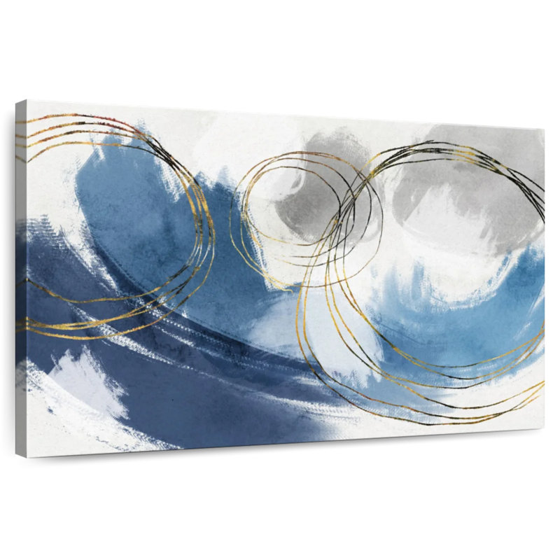 Avery Gold On Blue Splashes, 20" H x 30" W