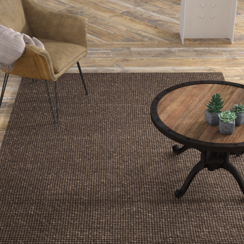 Tapis brun foncé en coton Viviana, Rectangle 7 pi 9 po x 9 pi 9 po