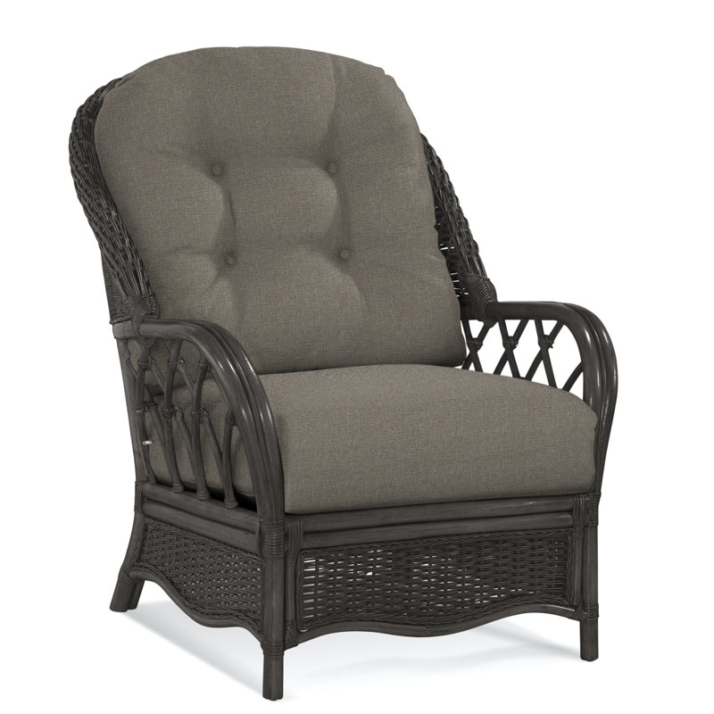  Everglade Rattan Arm Chair, Gray Sugar Performance; 0863-84, Sea Glass