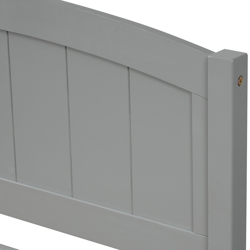 Lit simple avec deux tiroirs gris - Bois massif solide pour une chambre à coucher élégante avec tiroirs de rangement confortables