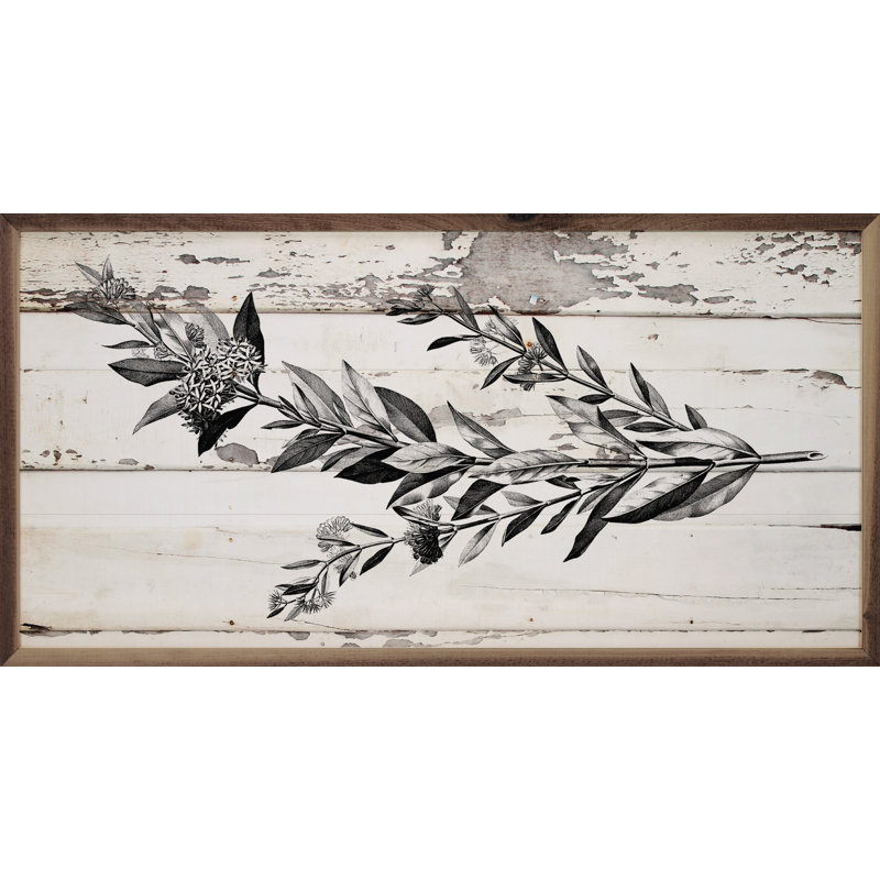 Floral Stem Chippy Whitewash, 20" H x 40" W