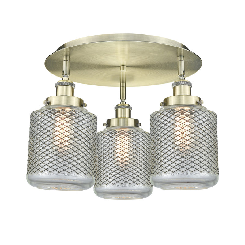 Bettsy Glass Flush Mount, Antique Brass
