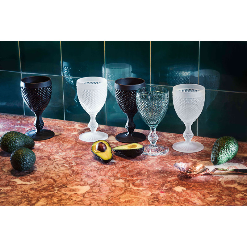 Bicos Handmade Wine Glass,  Mint/Clear