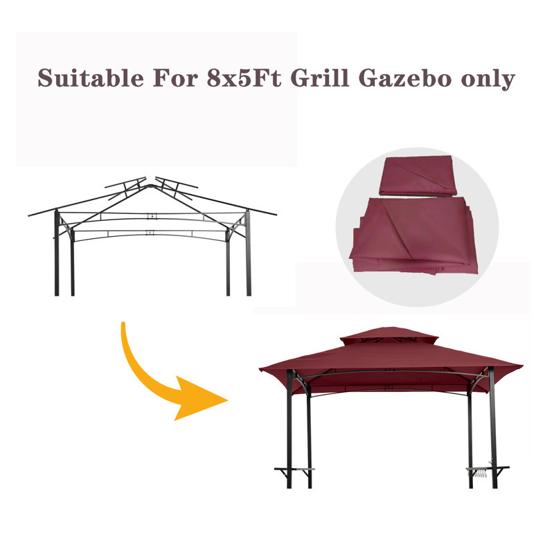 Pabin Inc Polyester Replacement Canopy for Gazebo, Red