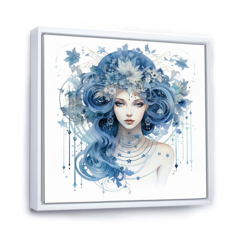 Signe du zodiaque vierge sur toile, H 24 po x l 24 po x P 1 po, Cadre flottant blanc