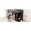 Lit mezzanine double avec éléments complets. Bibliothèque, tiroirs, bureau et garde-robe. Fabrication en bois de pin massif pour la durabilité. Conception inspirée de la maisonnette. Clôture en forme. L 94,4 po x l 57 po x H 72 po