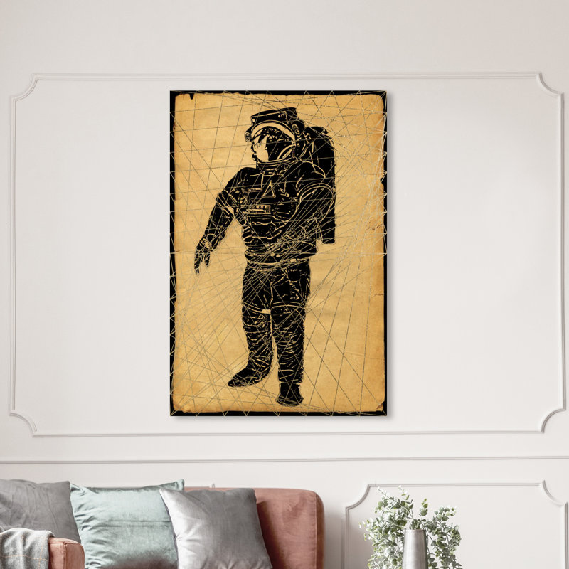 Astronaut and Space Spaceman, reproduction d'astronaute - reproduction d'art sur toile, Toile tendue