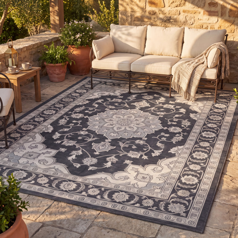 Tapis Poplar2 traditionnel à médaillon délavé, style persan, gris ivoire et beige, lavable à la machine, antidérapant, à poils courts, pour l'intérieur et l'extérieur, adapté aux animaux domestiques, idéal pour le salon, la chambre, la salle à manger, l'entrée, le couloir ou le bureau.