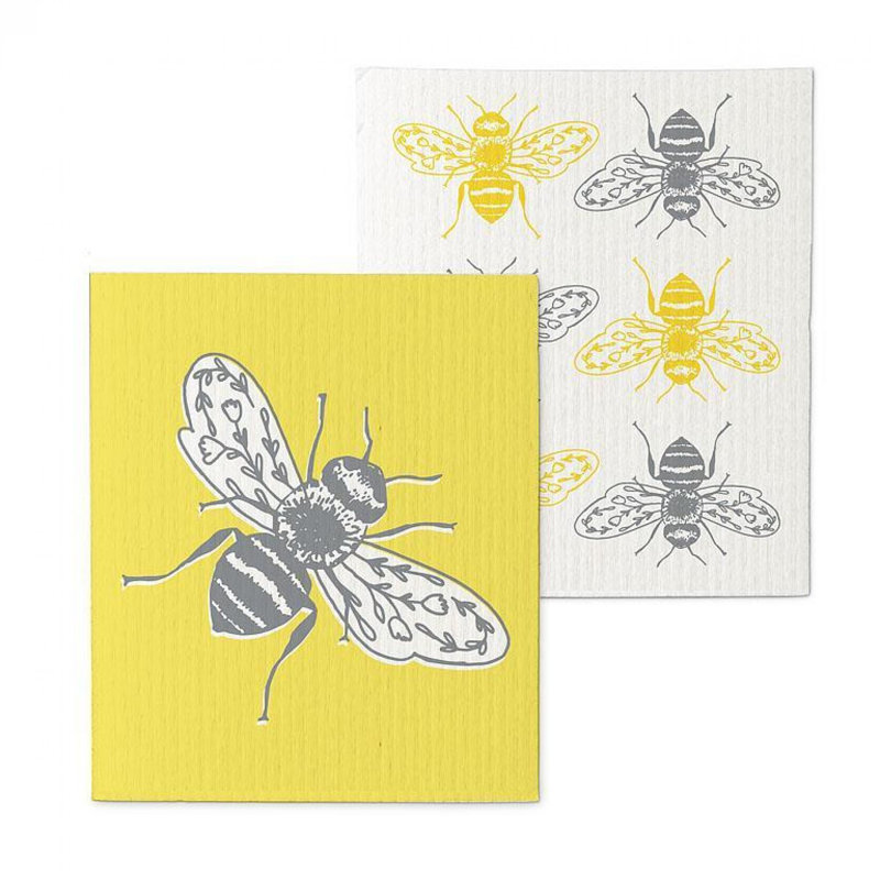 Set Of 2 Bees Dishcloth