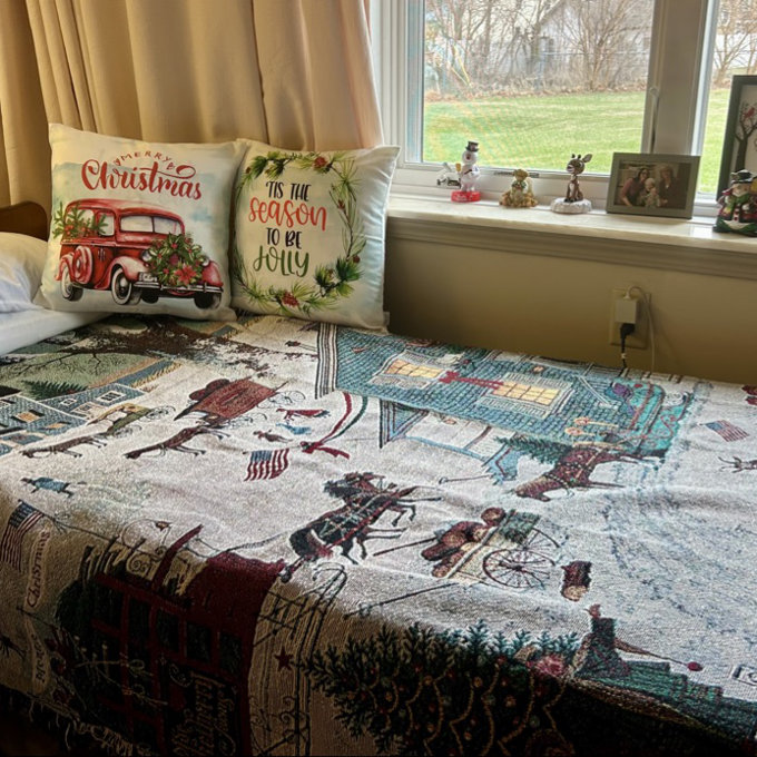 Pure Country Weavers Cape Cod Christmas Blanket by Charles Wysocki - Early America Gift Tapestry Throw Woven from Cotton - Made in The USA (72x54)