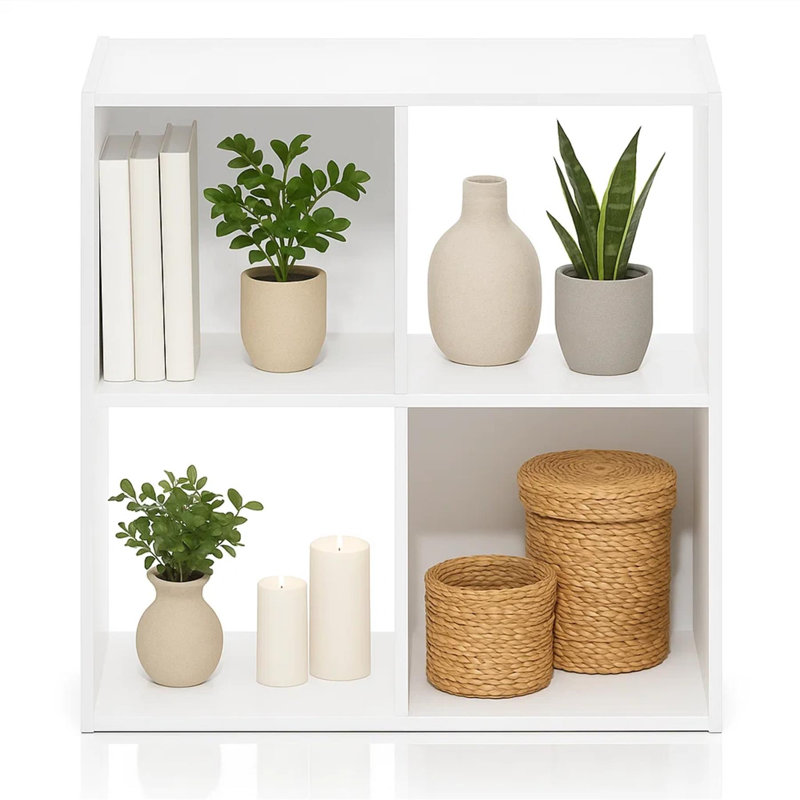 Pelli Cubic Storage Cabinet 2x2 Configuration White Cube Organizer with Doors, White