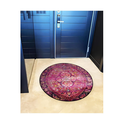 Tapis décoratif rétro à motif tissé mauve