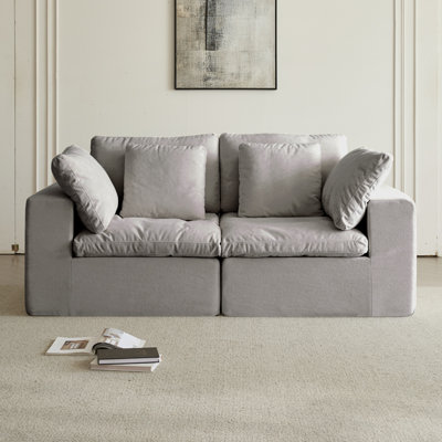 Canapé modulaire modulaire, canapé modulaire compressé en velours côtelé de style minimaliste moderne, canapé-lit pour le salon, la chambre à coucher, canapé-lit confortable, conception éco-responsable, gris clair
