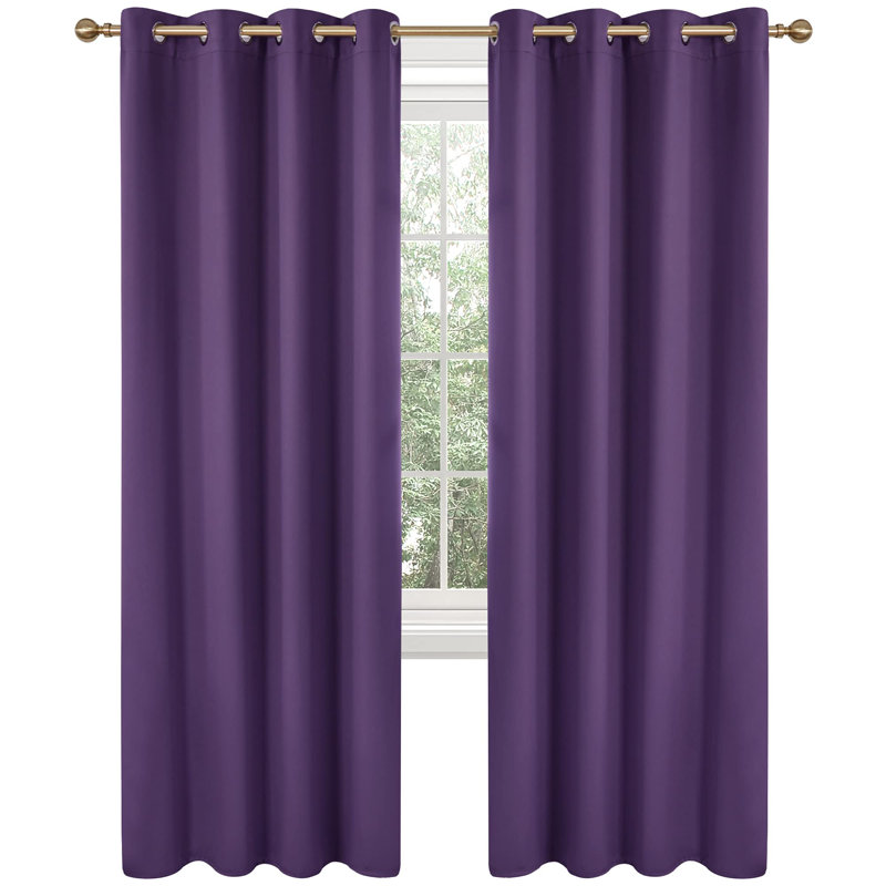 Thermal Insulated Room Darkening Grommet Curtain Panels (Set of 4), 52" W x 45" L, Brown
