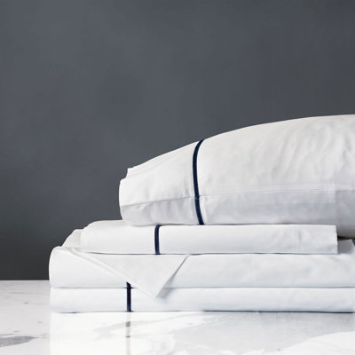 Linea Velvet Ribbon Sheet Set In Navy