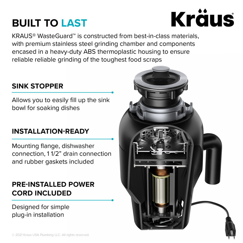Matte Black Continuous Feed Garbage Disposal with 3/4 HP Motor
