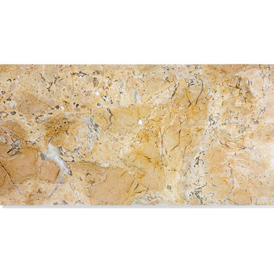 Hirving Gold Yellow Beige Polished Marble Tile, 12X24 Inch, For A Beautiful Living Area 12X24, Enhancing Home Aesthetics