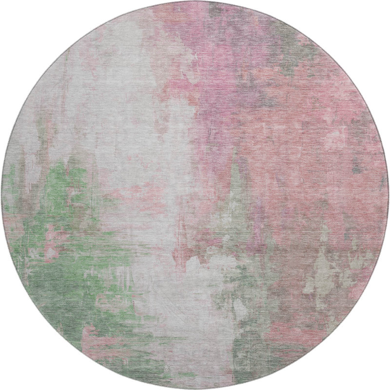 Tapis abstrait lavable à la machine Premium, Rond 8 pi