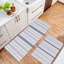 Tapis de cuisine classique à rayures bleues antidérapantes 2 pièces