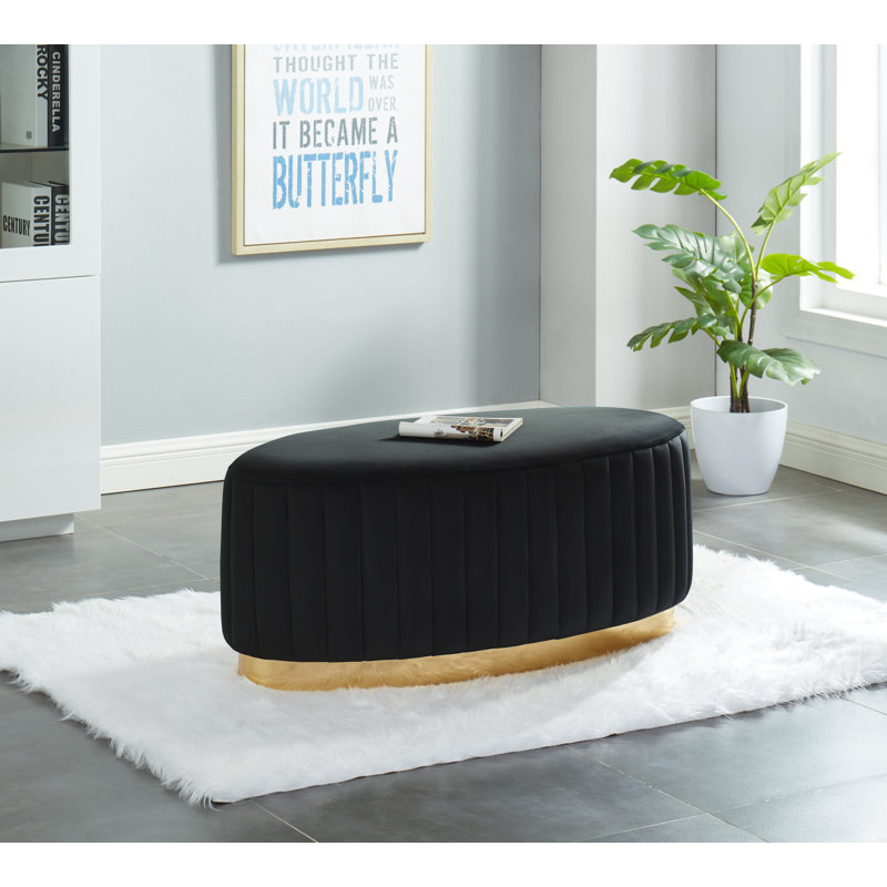 Brandal Velvet Upholstered Bench, Black