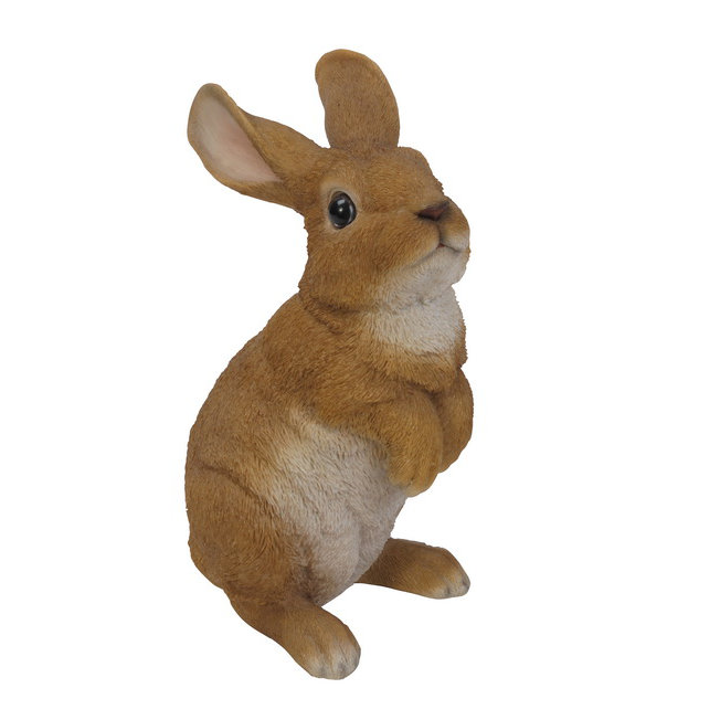 Adorable Brown and White Polyresin Standing Rabbit Statue