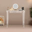 Petite table de maquillage transparente en acrylique avec tiroir