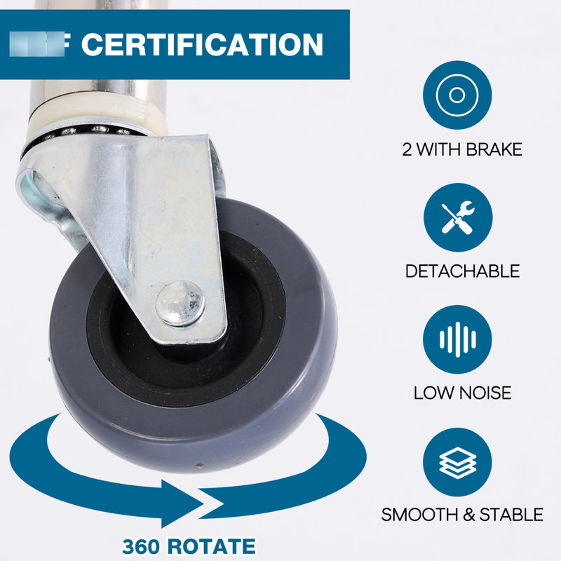 Table de cuisine commerciale de 48 po x 24 po avec roulettes et dessous d'une tablette d'une hauteur de 35,5 po en acier inoxydable pour un service alimentaire fiable