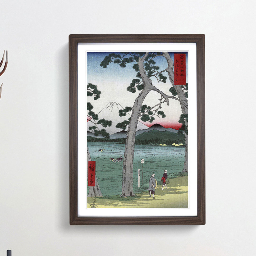 Fuji on the Left of Tokaido Road by Utagawa Hiroshige - Framed Print