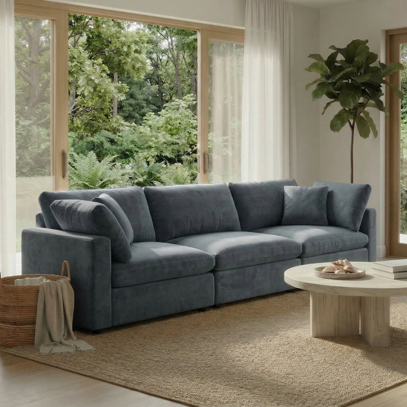 Canapé modulaire surdimensionné à 3 places de 118,5 po de largeur 118,5 po, Gris