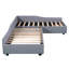 Lit de jour rembourré gris avec lit gigogne et tiroir - de taille simple, fabriqué en contreplaqué, offrant une détente polyvalente et une structure durable-601273095