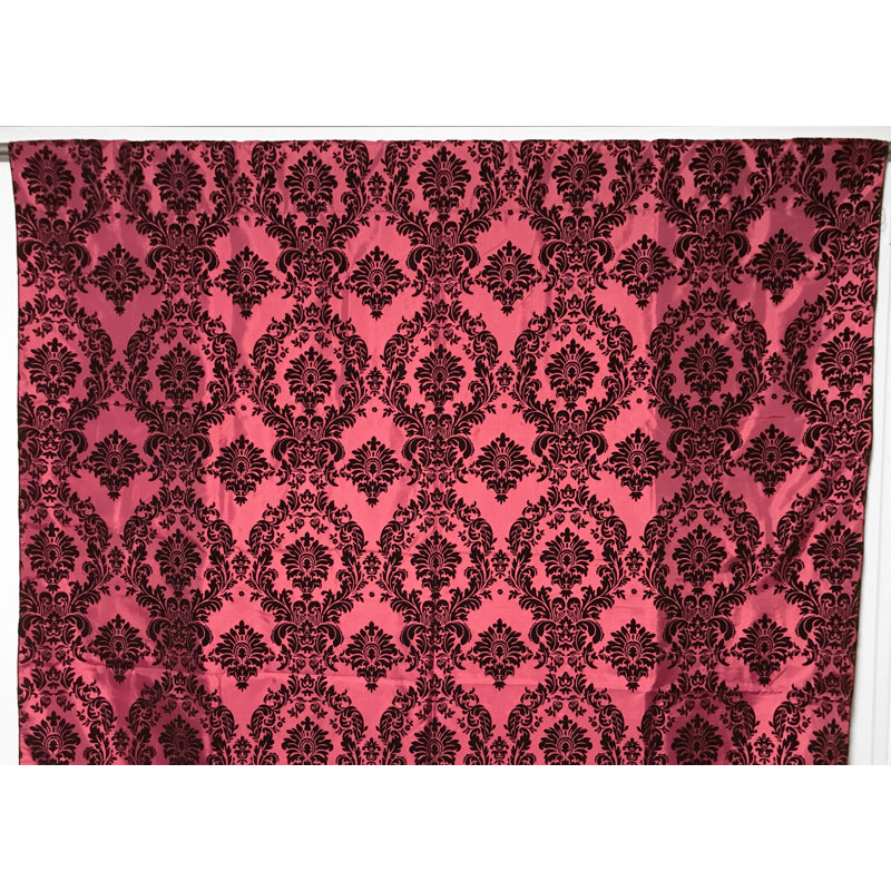Amboy Semi Sheer Curtain Single Panel, 56" W x 108" L, Black/Coral